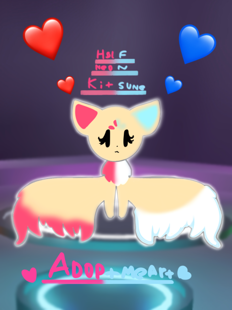 Half Neon Kitsune Adopt me fanart