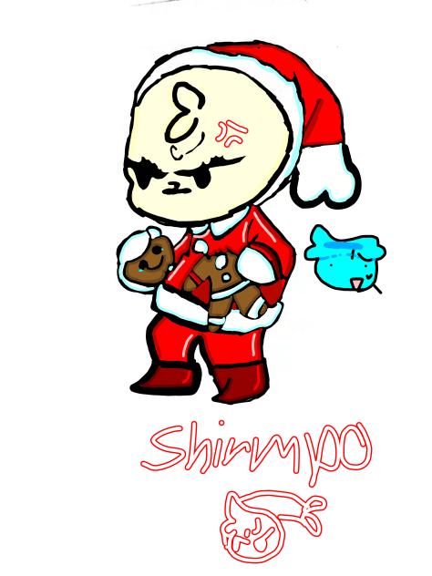 shirmpo wearing Santa's clothes