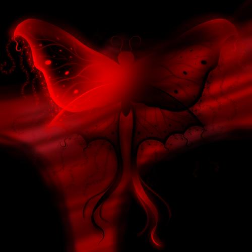 Red And Black Glowing Butterfly