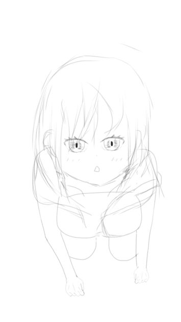 少女下描きまだ途中