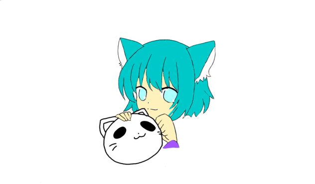 cute girl with a cat plushie