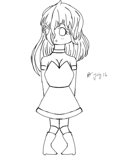 Just a pretty little girl Lineart