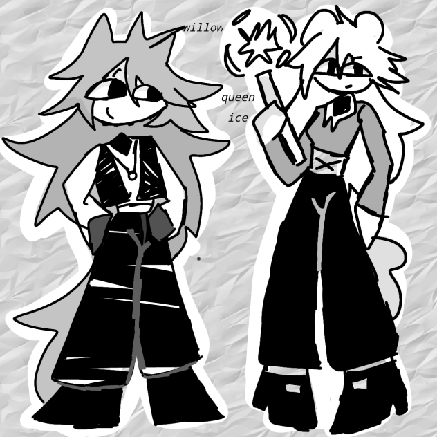 Willow and queen ice on paper