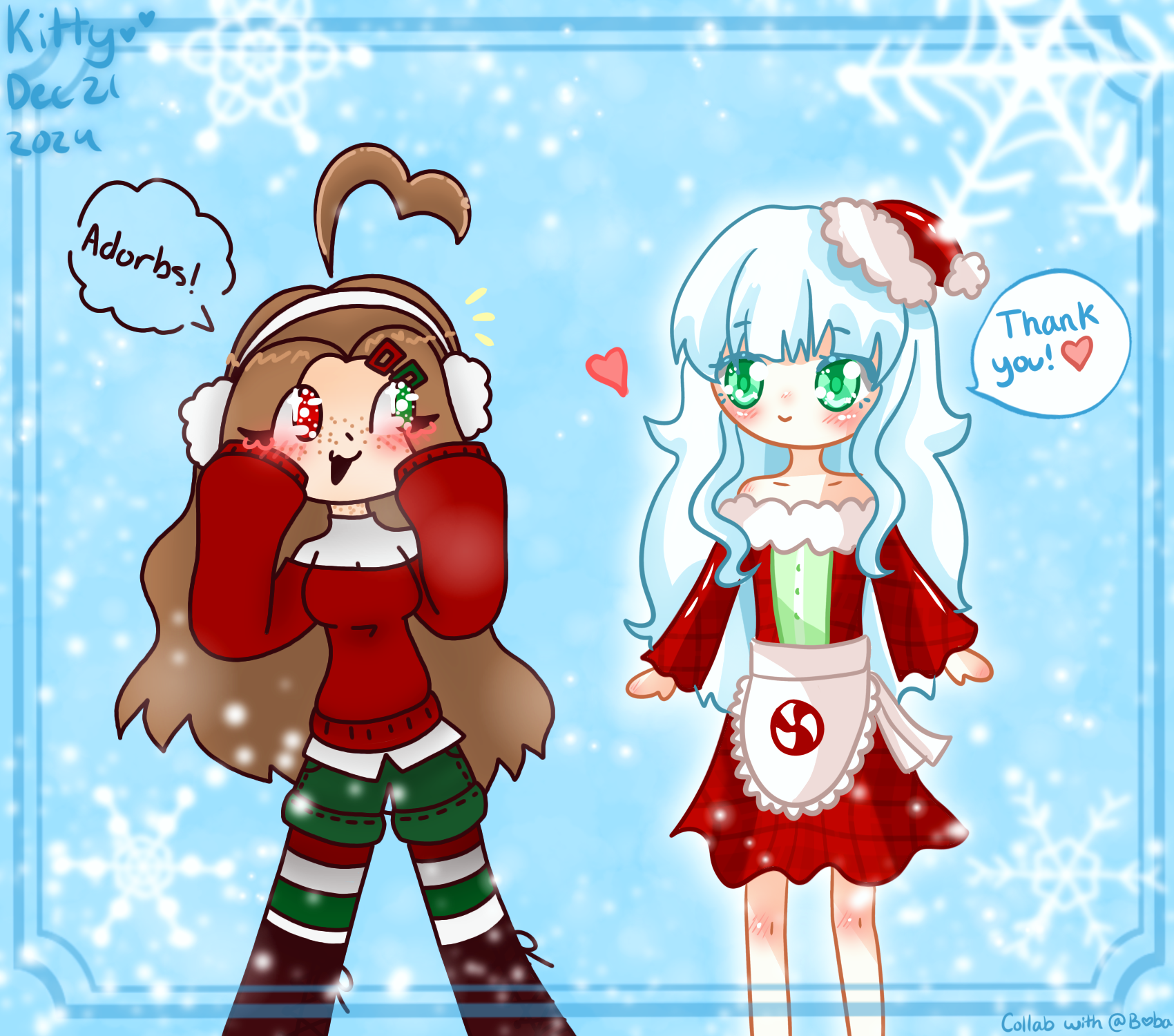 Christmas Outfit Collab ️☁️🩵🌹 - ibisPaint