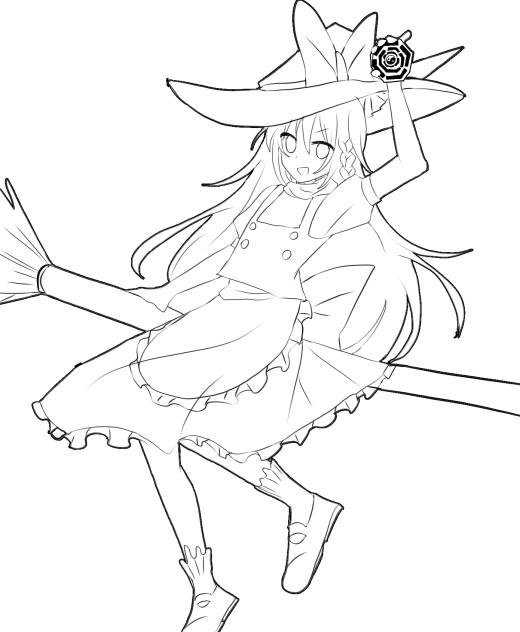 魔理沙　線画　枠付き