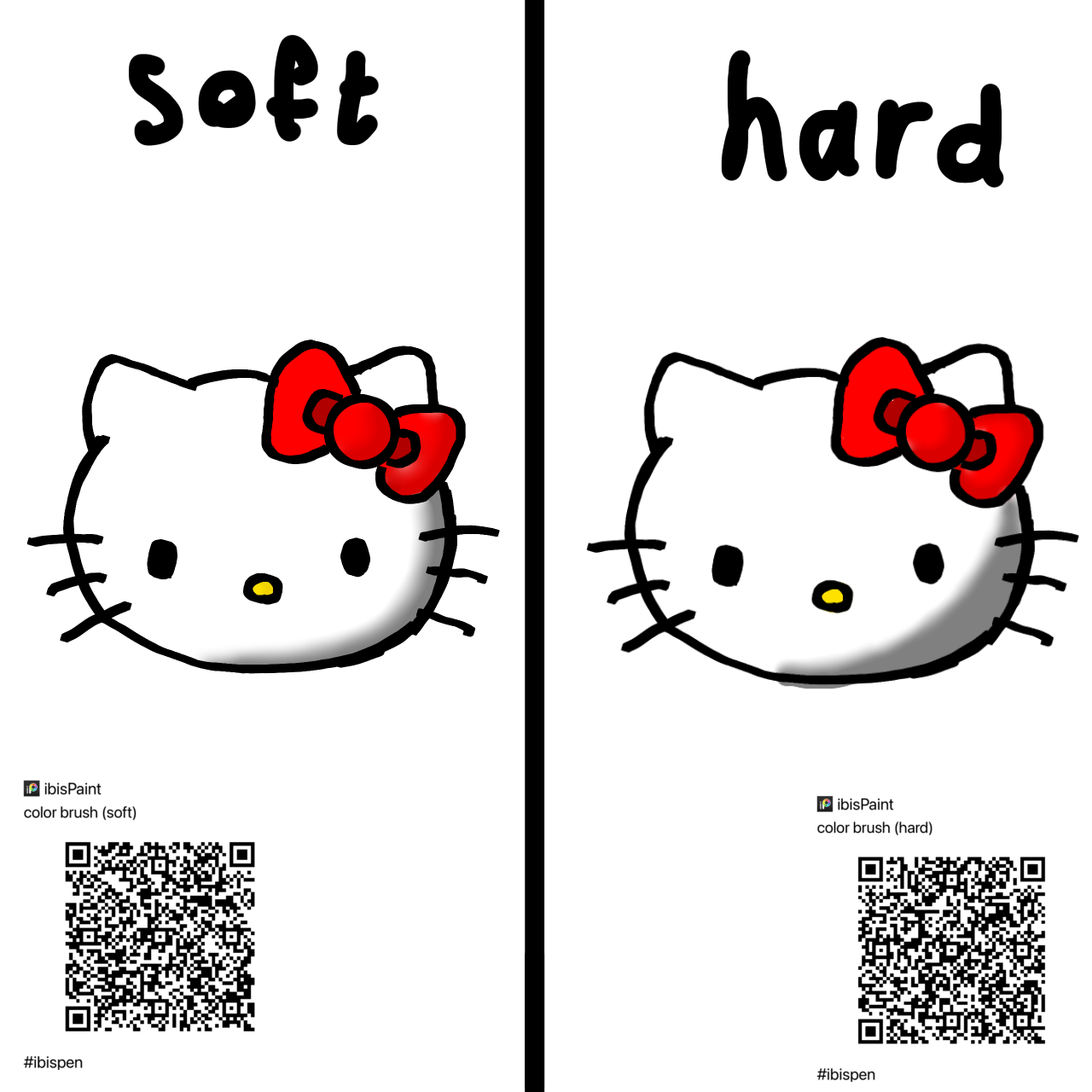 Soft vs hard hello kitty custom brushes - ibisPaint