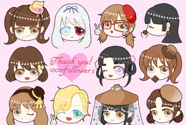 Twitterフォロワーさん1000人突破記念イラスト Ibispaint