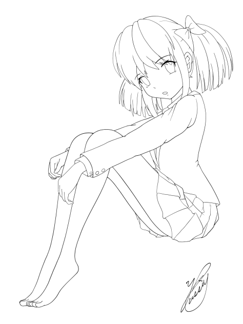 Girl under lover（線画）