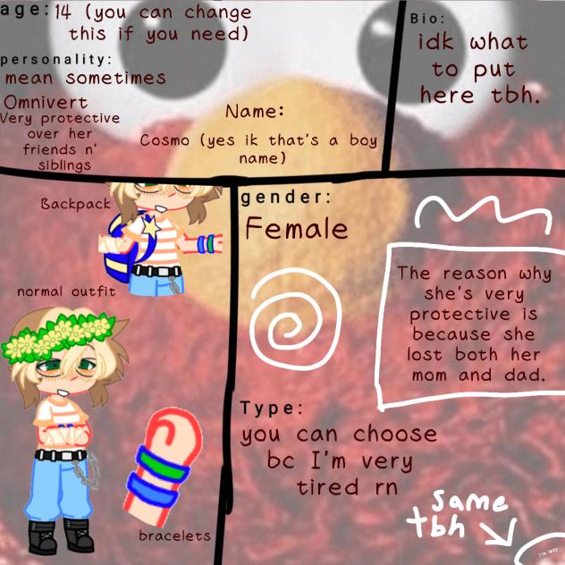 character sheet for They got my heart