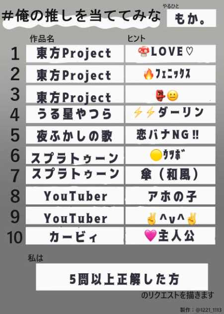 #俺の推しを当ててみな