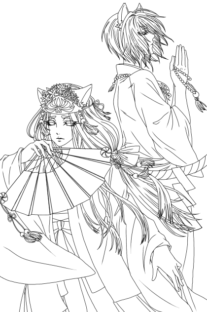 【線画】巫女と贄