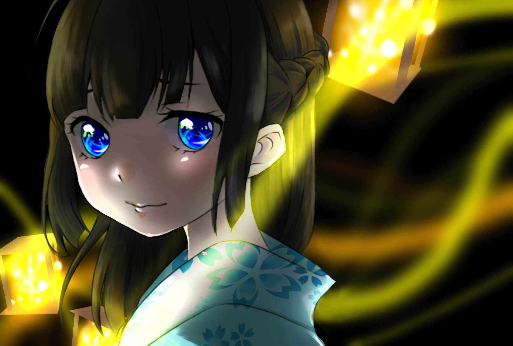 水色に花びらの浴衣がこの世で一番似合うのは多分君だと思う Ibispaint