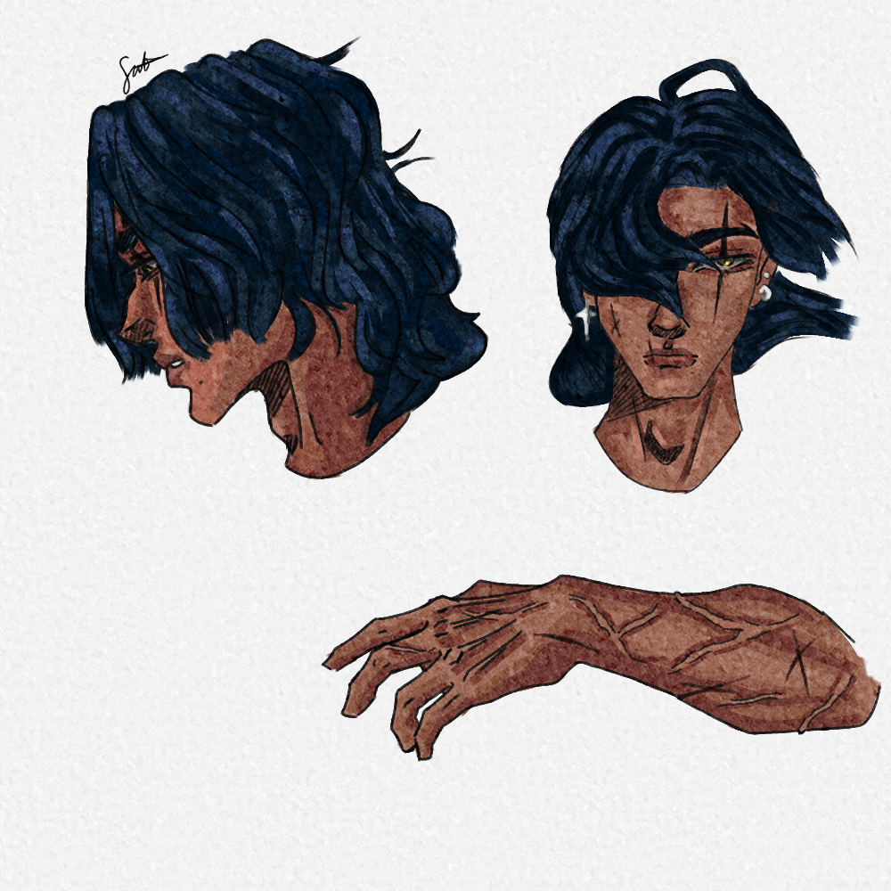 yellow eyed dude w blue hair - ibisPaint