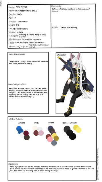 Kenji’s character sheet