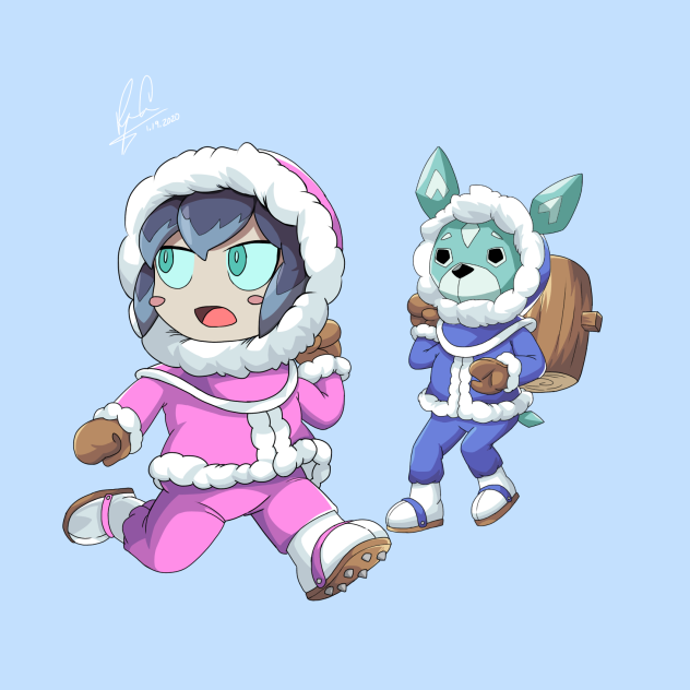 Frostina & Pupsicle as Ice Climbers