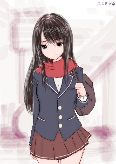 黒髪ロング女子高生