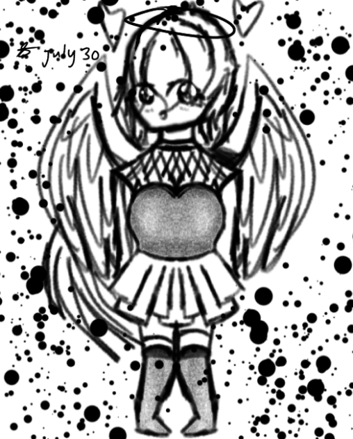 A Beautiful Angel with long hair sketch