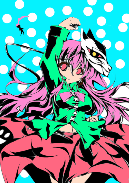 切り絵の着色〜東方Project 秦 こころ〜