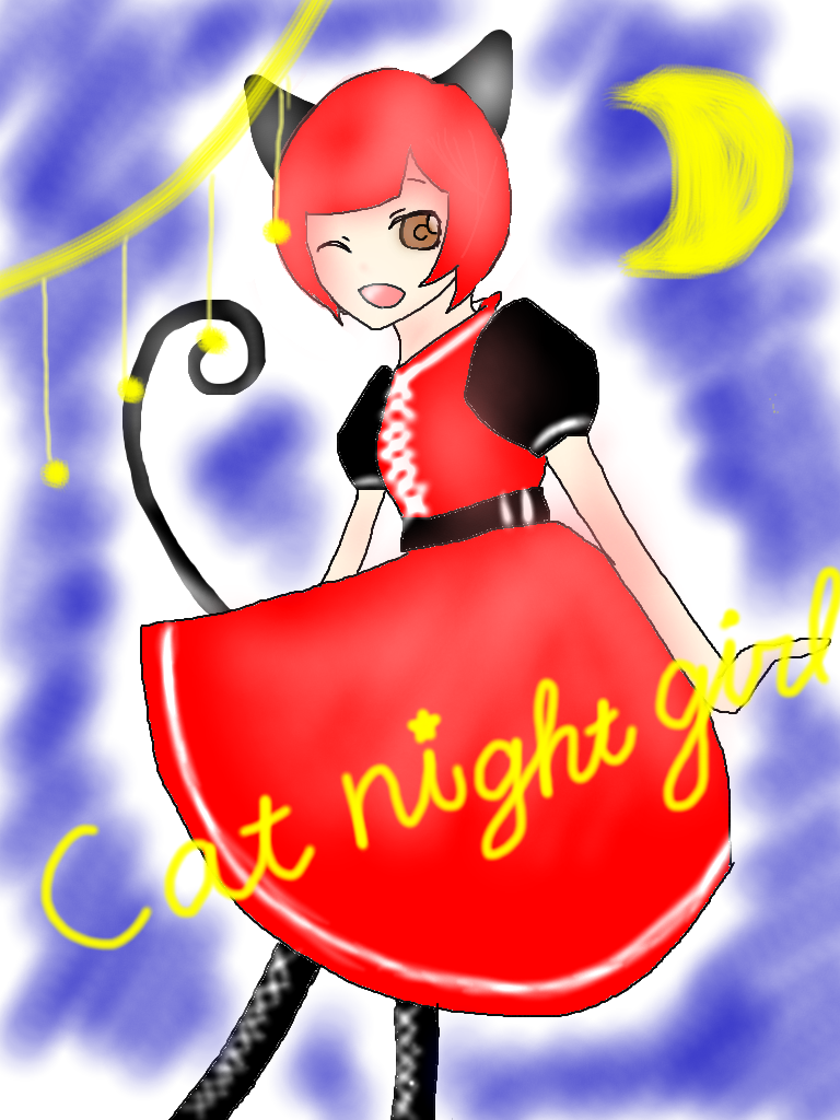 cat night girl ibisPaint