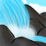 Simple sketch of waterfall and rocks - ibisPaint