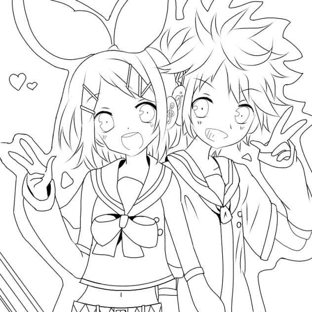 KAGAMINE RIN & LEN (no color) 2