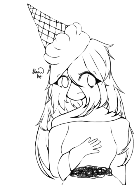 Girl with Fallen Ice Cream Cone Lineart