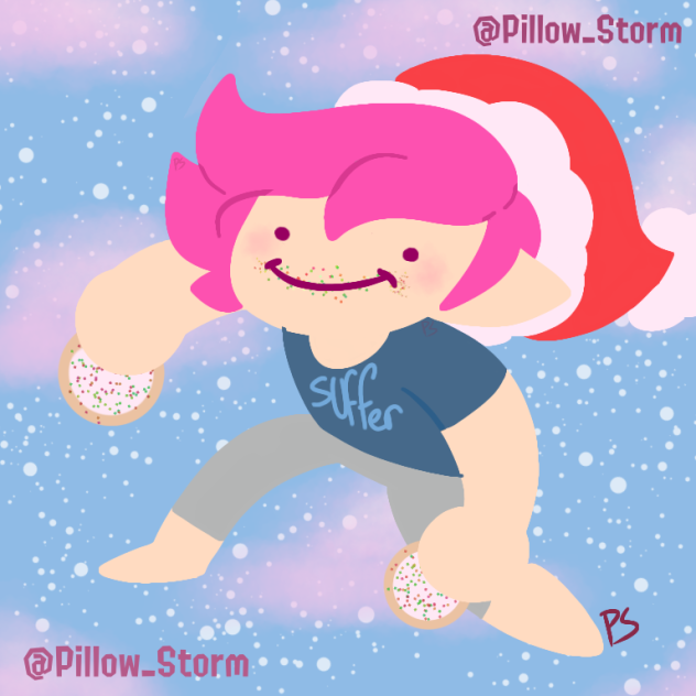 Pink suffer shirt w santa hat