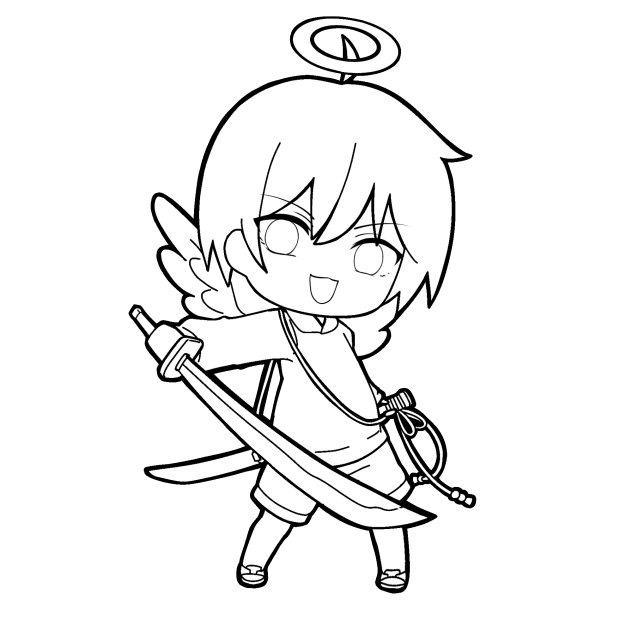 オリキャラ　ミニキャラ　線画