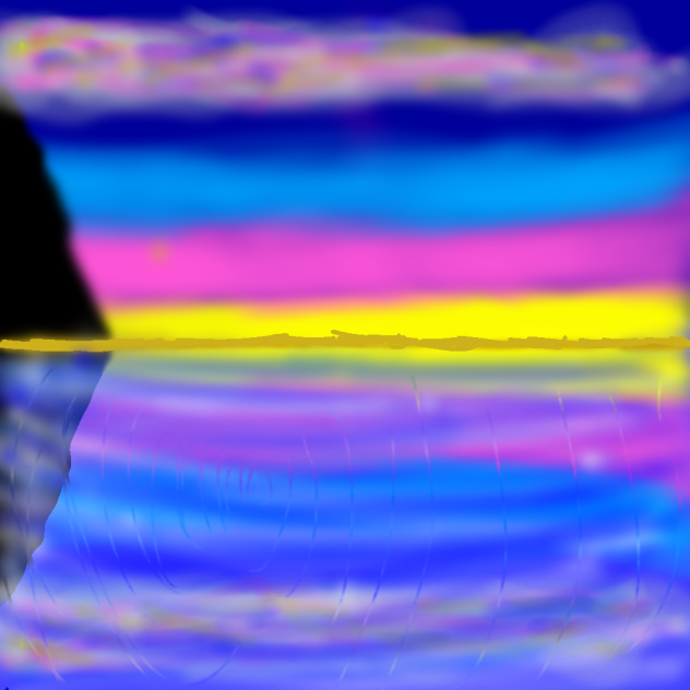 Failure of a night sky lake with ripples - ibisPaint