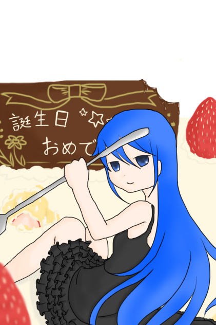 バースデーケーキの上に。