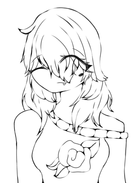 Girl with Rose on Her Shirt Lineart