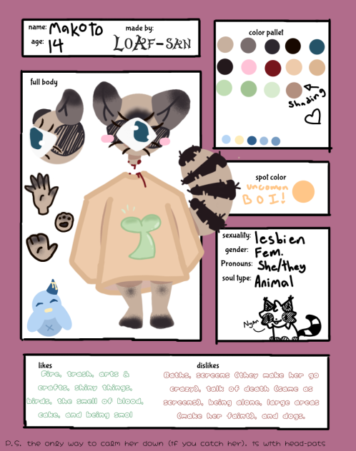 Makoto the character sheet