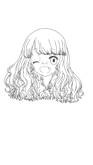 女の子 線画 髪の毛練習用？
