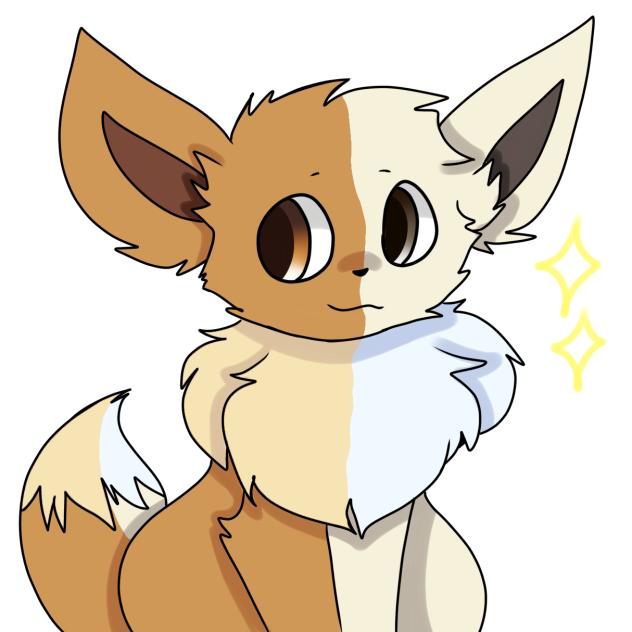 Half not shiny eevee, half shiny eevee