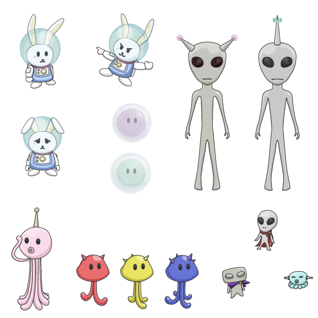 宇宙人と宇宙ウサギ