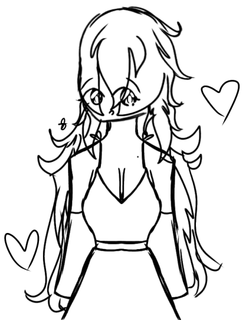 A Nice Girl with 1 cute heart sketch