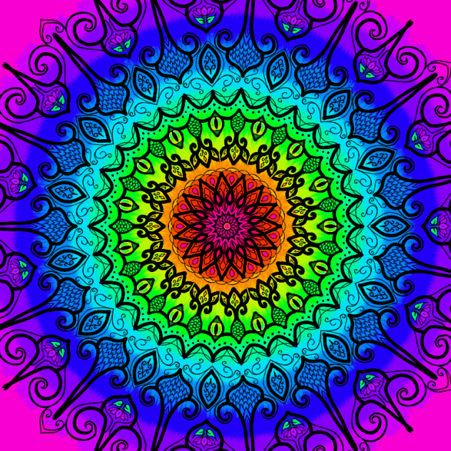 Rainbow tie die mandala