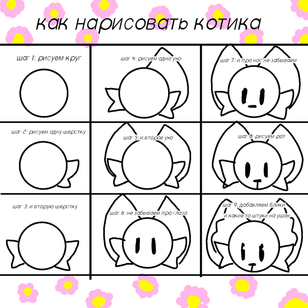 как нарисовать котика