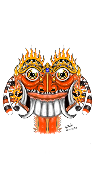 how to drow Rangda Bali