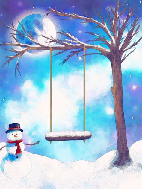 Swing under the moonlight(Watercolour)