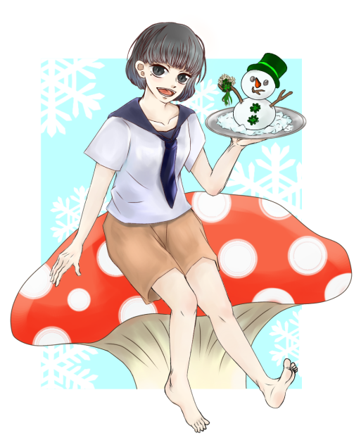 雪だるまを運ぶ女の子