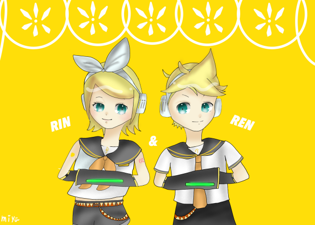 鏡音リン・レンを初めて描いてみた