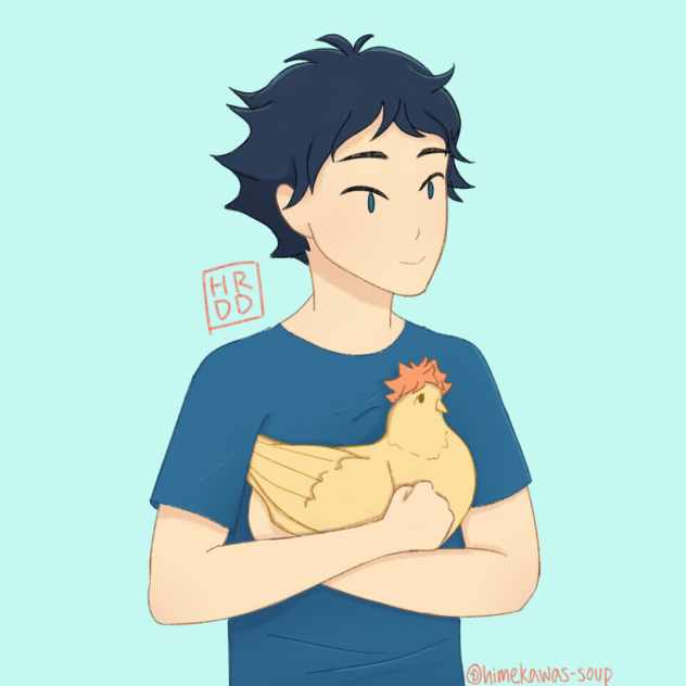 Akaashi and his adoptive chicken son