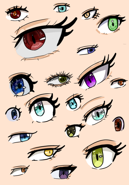 Different type of anime eyes