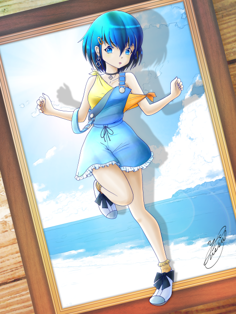 A girl running through summer