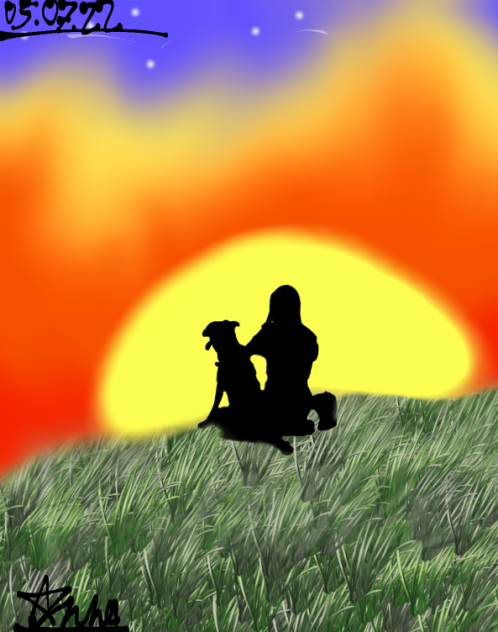 Me and my dog enjoying the sun - ibisPaint