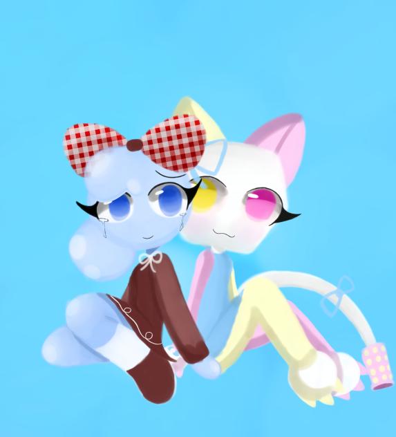 Scraps sits next to poppy for comfort