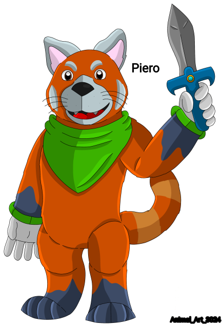 Piero the swordsman red panda