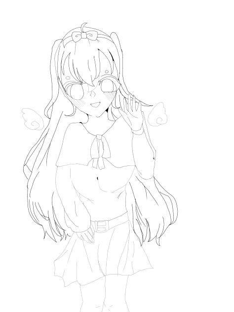 線画　　天使ちゃん