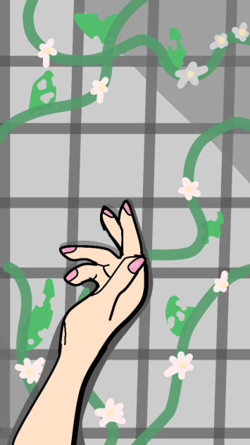 pink nails and natury background